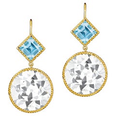 Orecchini bizantini in oro bianco e topazio blu di Verdura 18k