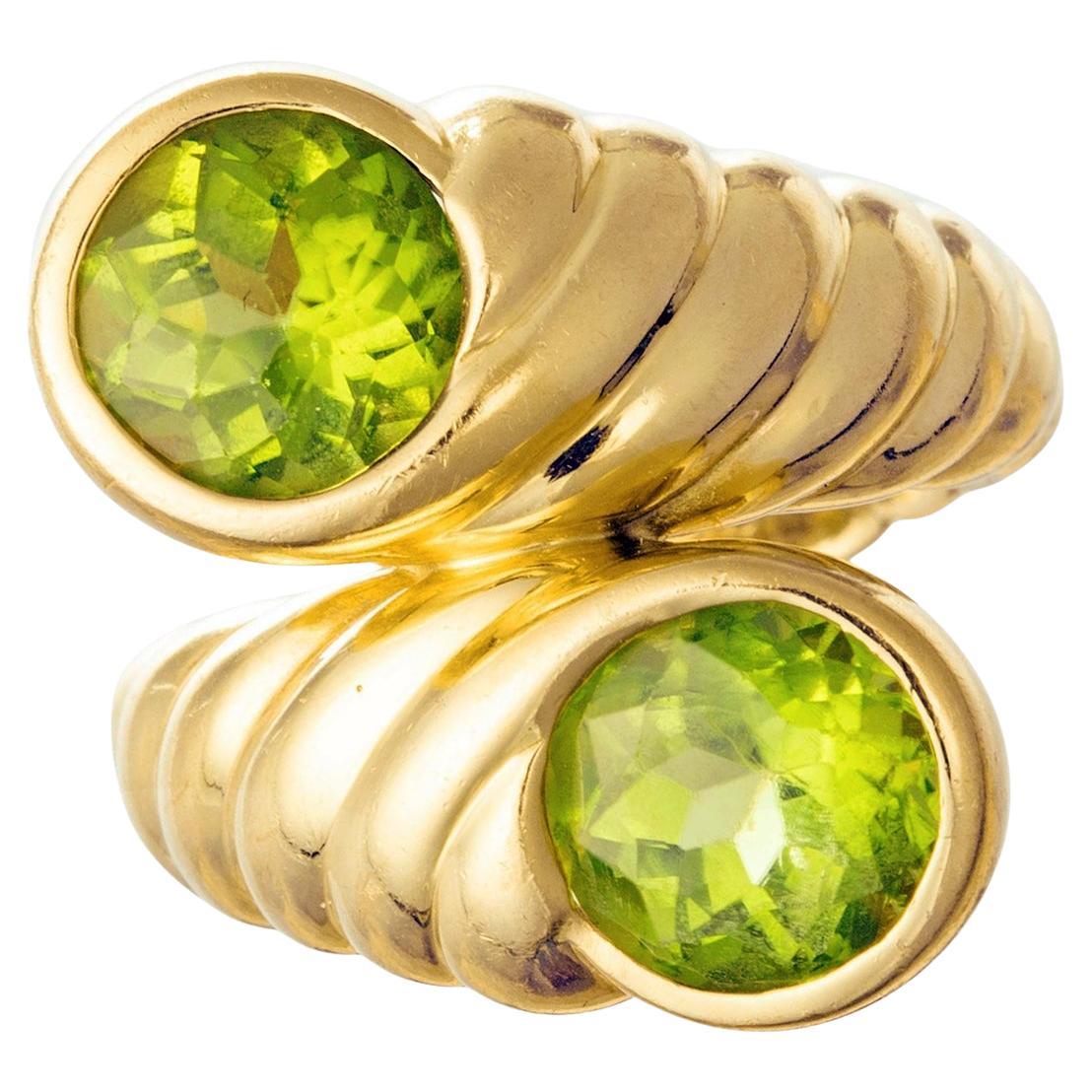 Verdura Anillo Cruzado Peridoto Oro Amarillo 18k