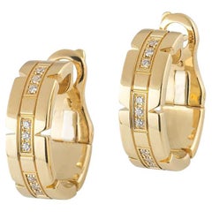 Cartier 18k Yellow Gold Diamond Tank Francaise Hoop Earrings