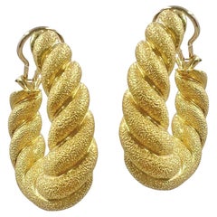 Henry Dunay 18k Yellow Gold Rope-Twist Hoop Earrings