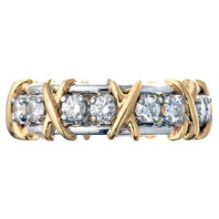 Anello Tiffany Schlumberger in oro 18 carati e platino con sedici pietre