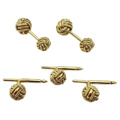 Tiffany Schlumberger 18k Yellow Gold Rope Knot Cufflinks Studs Set