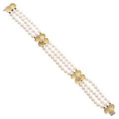 Tiffany Bracelet fleur en or 18 carats avec perles et diamants