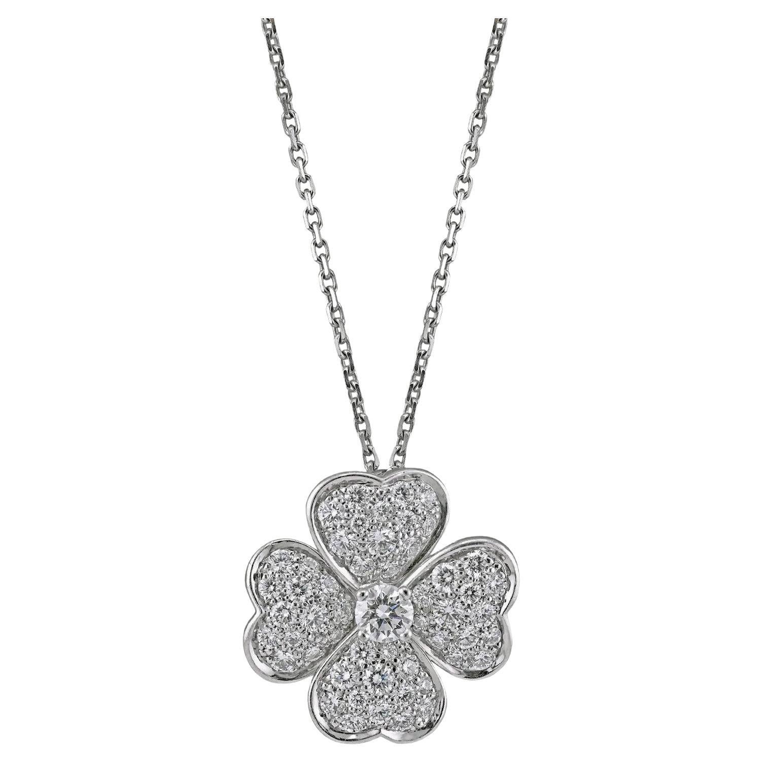 Van Cleef & Arpels 18k White Gold Diamond Small Cosmos Pendant Brooch