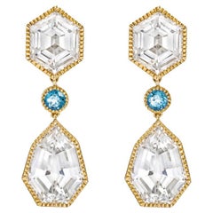 Orecchini bizantini in oro bianco e topazio blu di Verdura 18k
