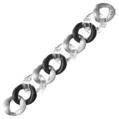 Seaman Schepps 18k Gold Ebenholz-Ebenholz-Ebenholz-Bergkristall-Gliederarmband