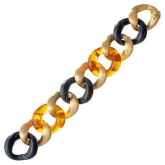 Seaman Schepps 18k Gold Ebony Amber Link Bracelet