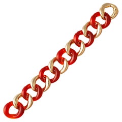 Seaman Schepps 18k Gold Carnelian Medium Link Bracelet