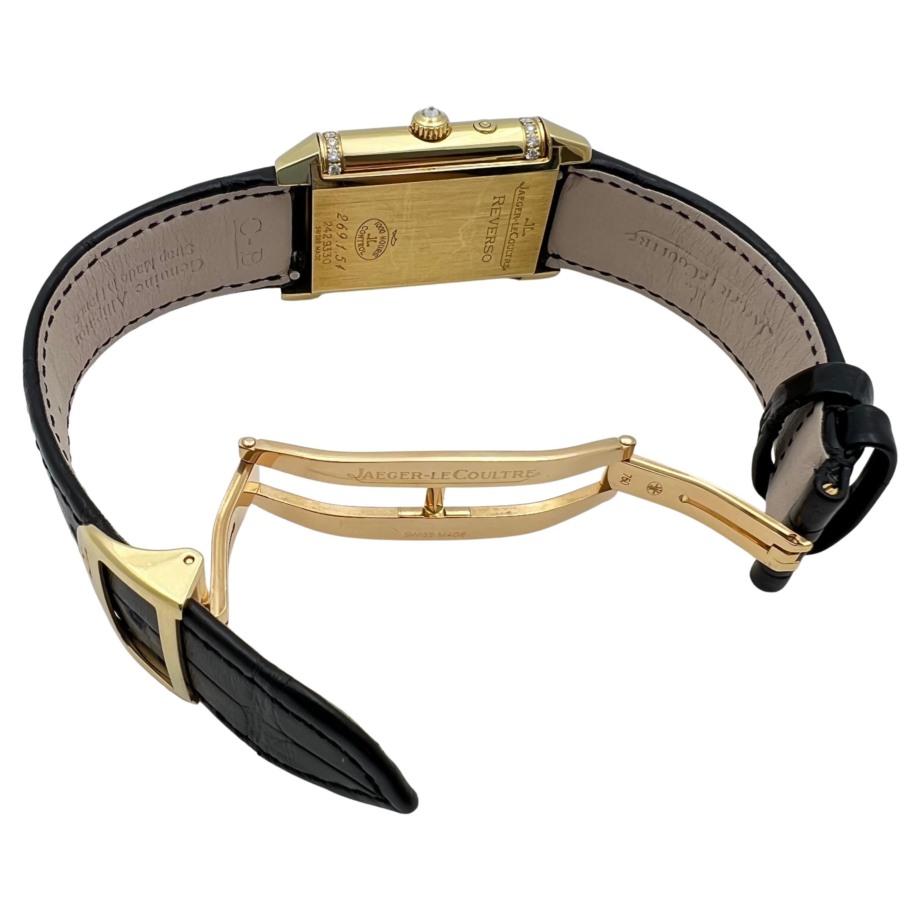 Round Cut Jaeger-LeCoultre Reverso Duetto Duo Yellow Gold Diamond Wristwatch For Sale