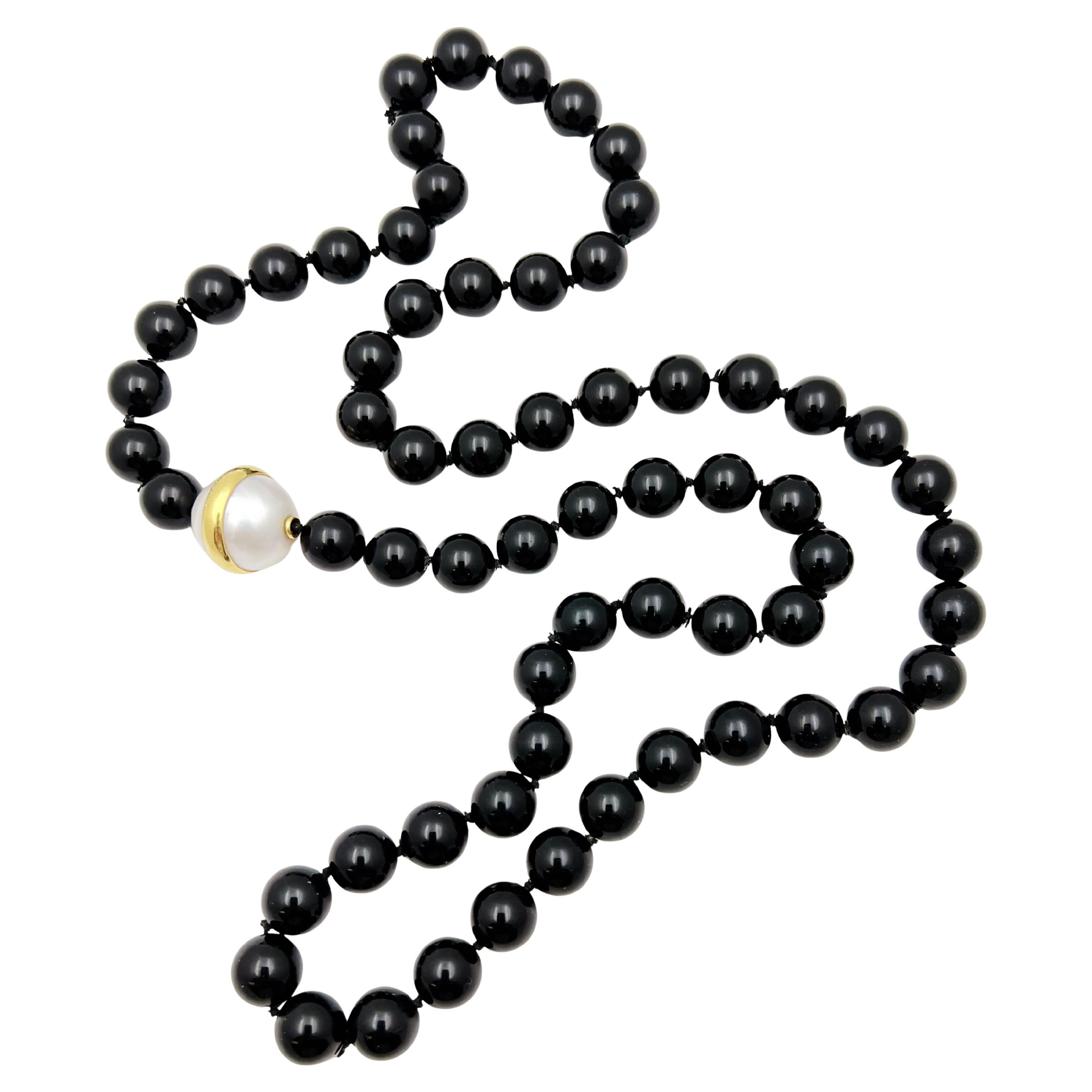 Tiffany Paloma Picasso Black Onyx South Sea Pearl Long Necklace For Sale