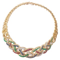Boucheron Paris 1960s Ruby Sapphire Emerald Diamond Necklace
