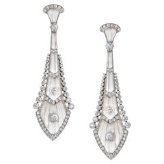 Pendientes Antiguos Edwardian de Platino con Diamantes y Cristal de Roca