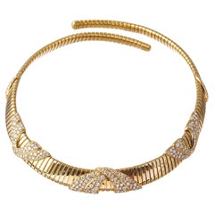 Marina B 18k Yellow Gold Diamond Tubogas Collar Necklace