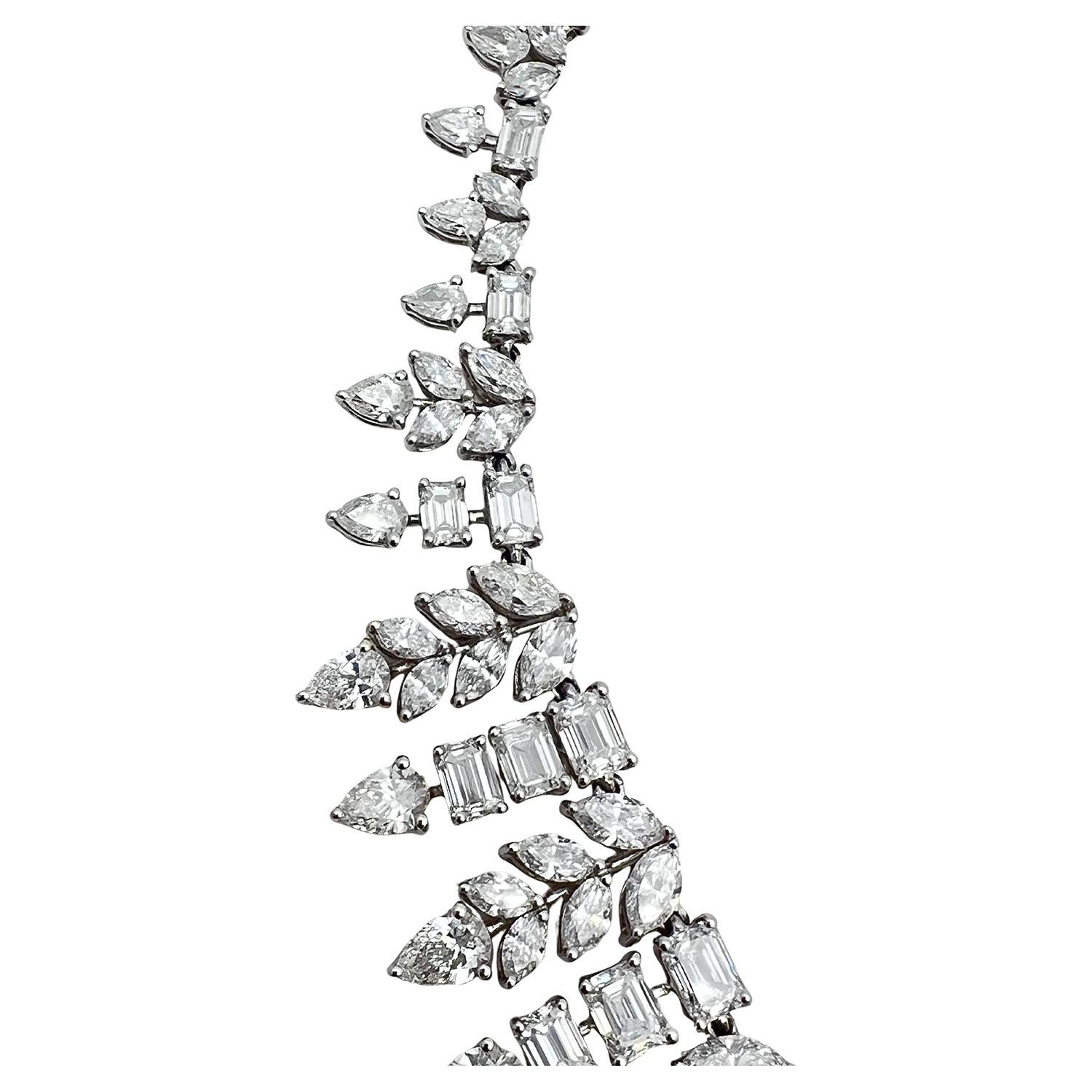 Collana con frangia di diamanti a taglio misto da 45 carati in vendita 1