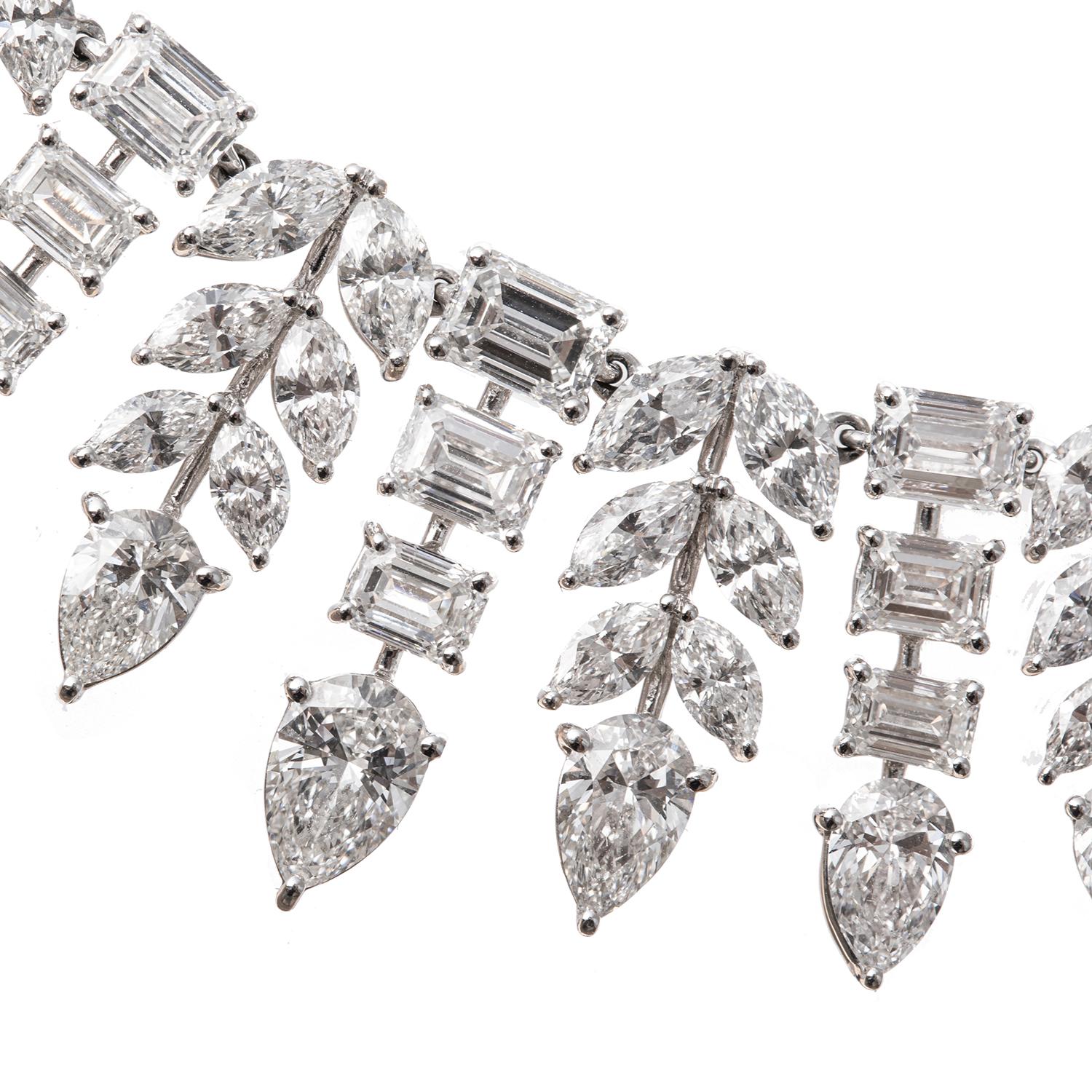 Collana con frangia di diamanti a taglio misto da 45 carati In condizioni ottime in vendita a Palm Beach, FL