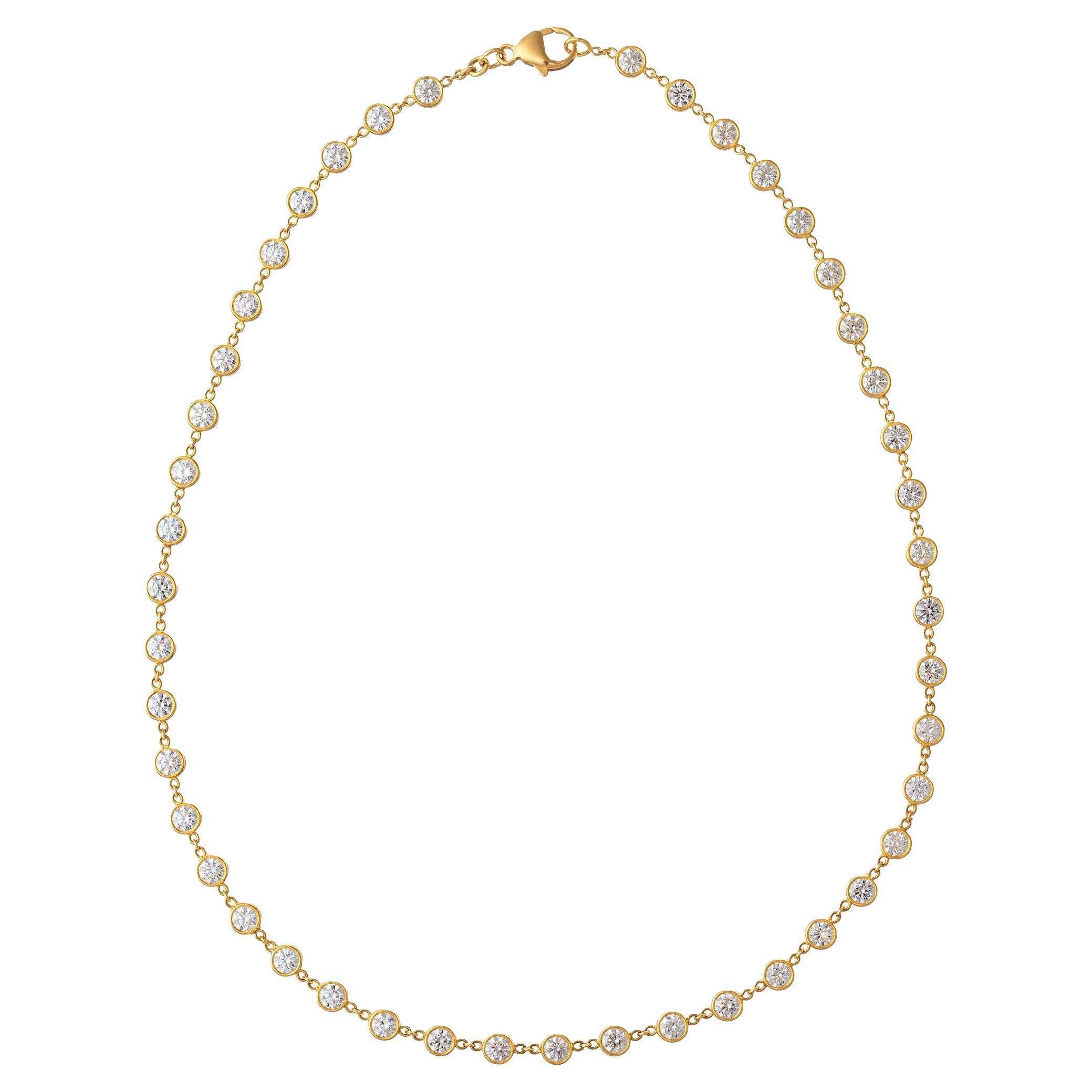 Collier à chaîne avec diamants ronds et brillants de 12 carats