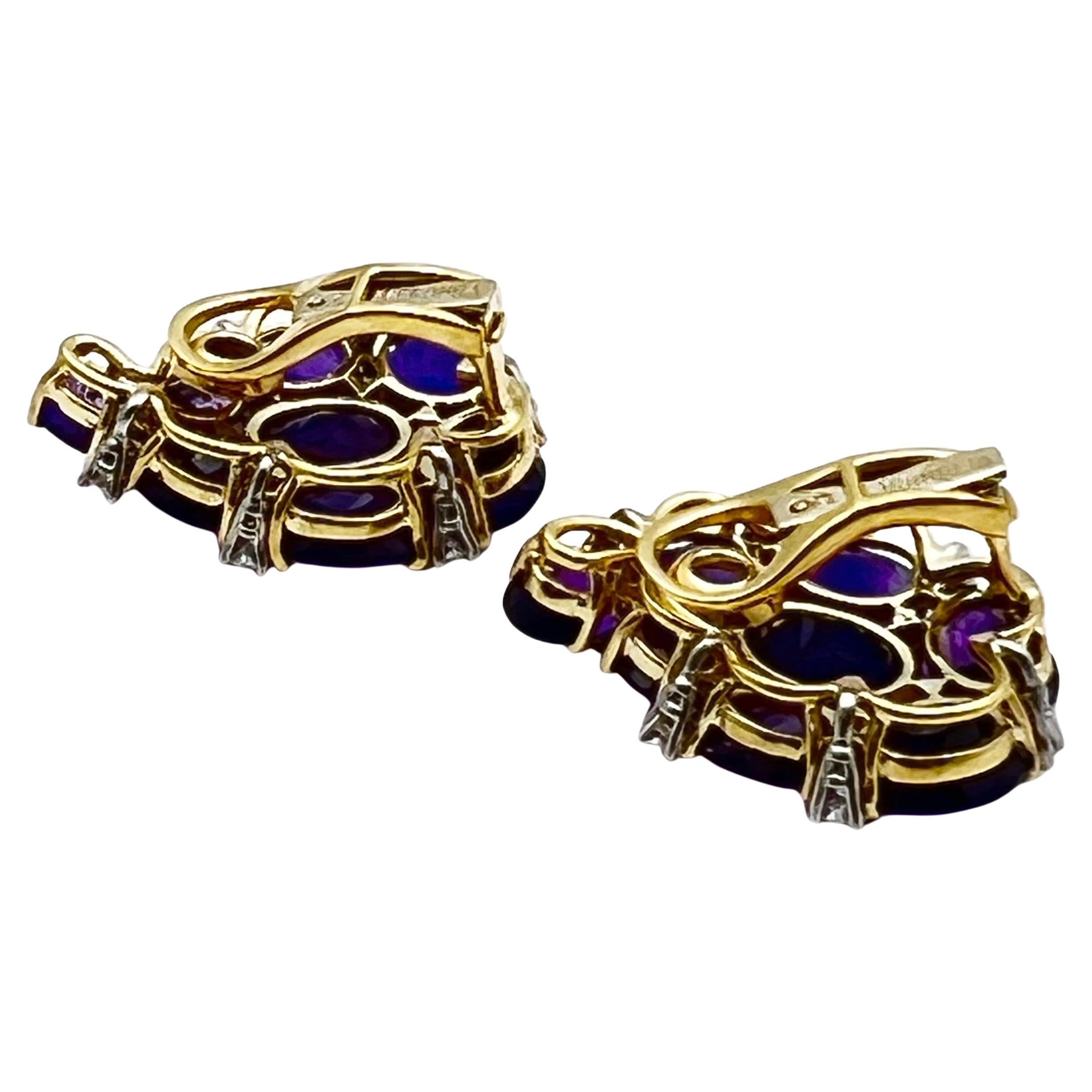 Fermagli con diamante e ametista in oro 18 carati di Verdura In condizioni ottime in vendita a Palm Beach, FL