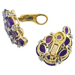 Verdura 18k Gold Amethyst Diamond Paisley Earrings