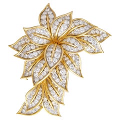 Van Cleef & Arpels 18k Gold Platinum Diamond Floral Brooch