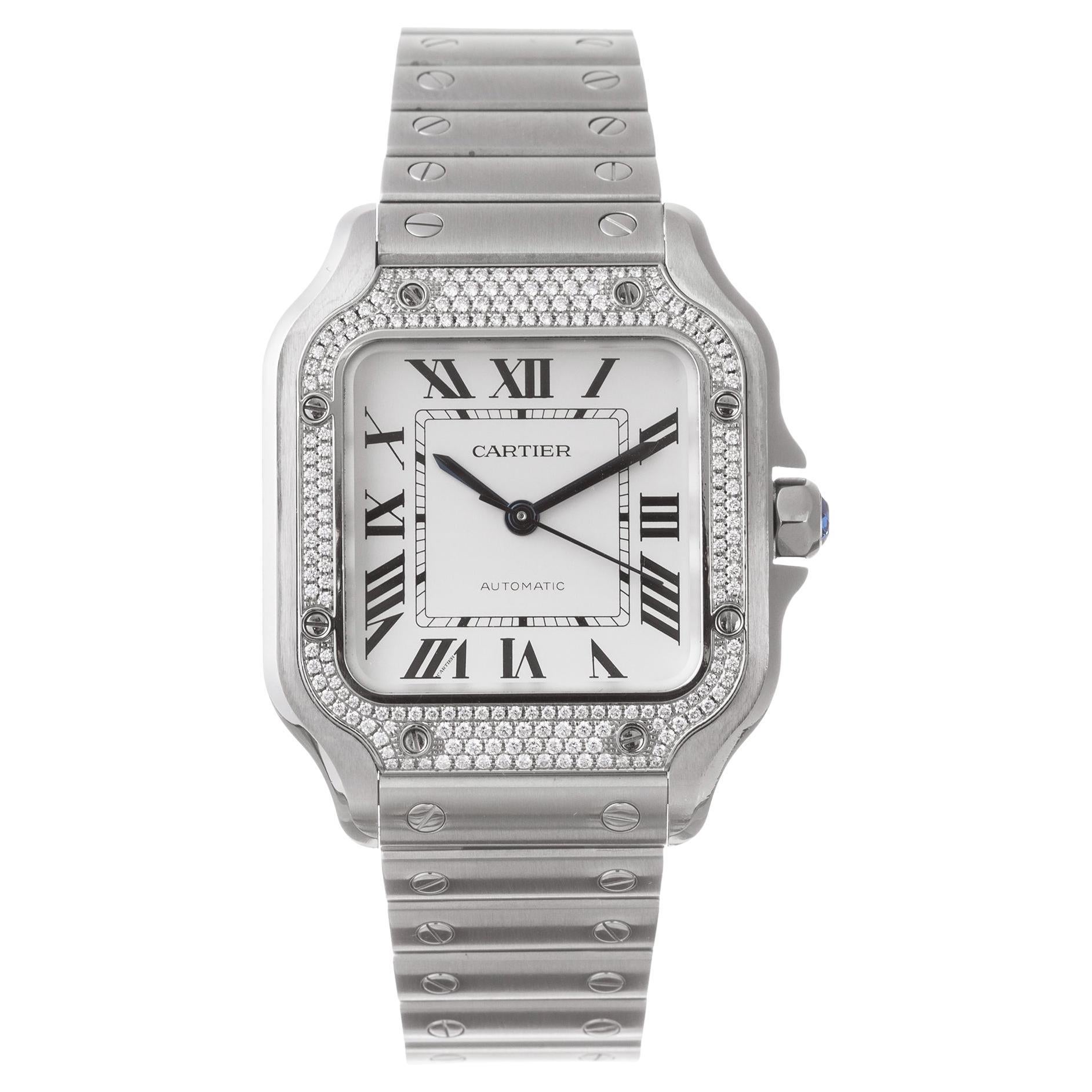 Cartier Santos Watch Steel 
Diamonds W4SA0005