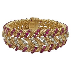 Tiffany Gold Platin Rubin Diamant Armband