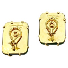 Seaman Schepps 18k Yellow Gold Nephrite Jade Cage Earrings