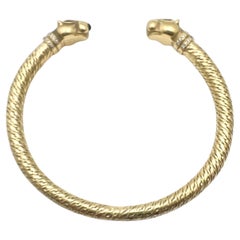 Cartier 18k Gold Sapphire Diamond Panther Cuff Bracelet