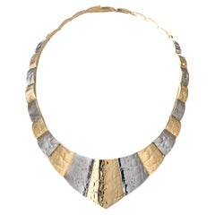 Gucci 18k Gold Alligator Skin Finish Tapered Collar Necklace, Circa 1970s