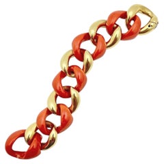 Seaman Schepps - Bracciale a maglie larghe in oro giallo 18 carati e corallo