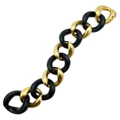 Seaman Schepps 18k Yellow Gold Ebony Wood Link Bracelet