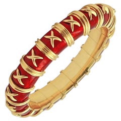 Tiffany & Co. Schlumberger Croisillon Red Enamel Bangle