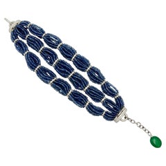 Michele della Valle 18k Saphir-Smaragd-Diamant-Armband