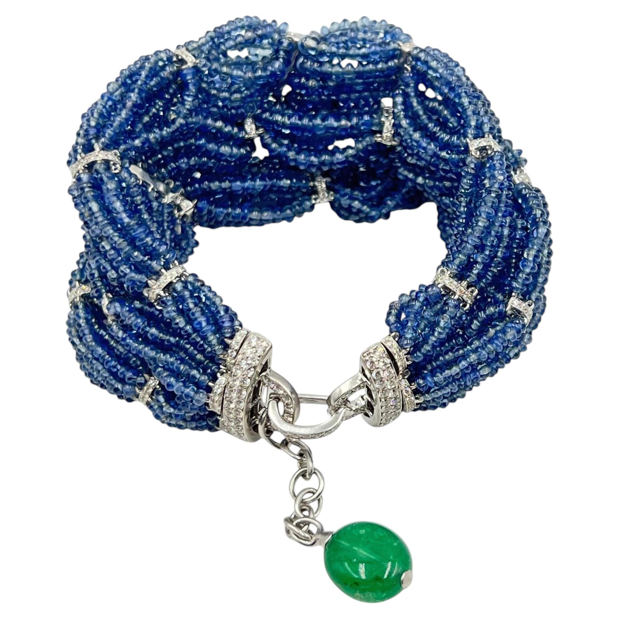 Michele della Valle 18k Sapphire Emerald Diamond Bracelet For Sale