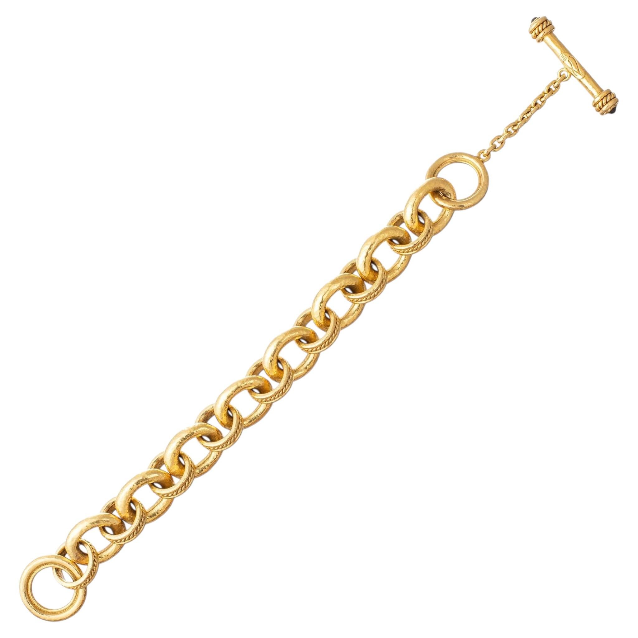 Elizabeth Locke Armband aus 19-karätigem Gelbgold mit kreisförmigen Gliedern und Knebelverschluss