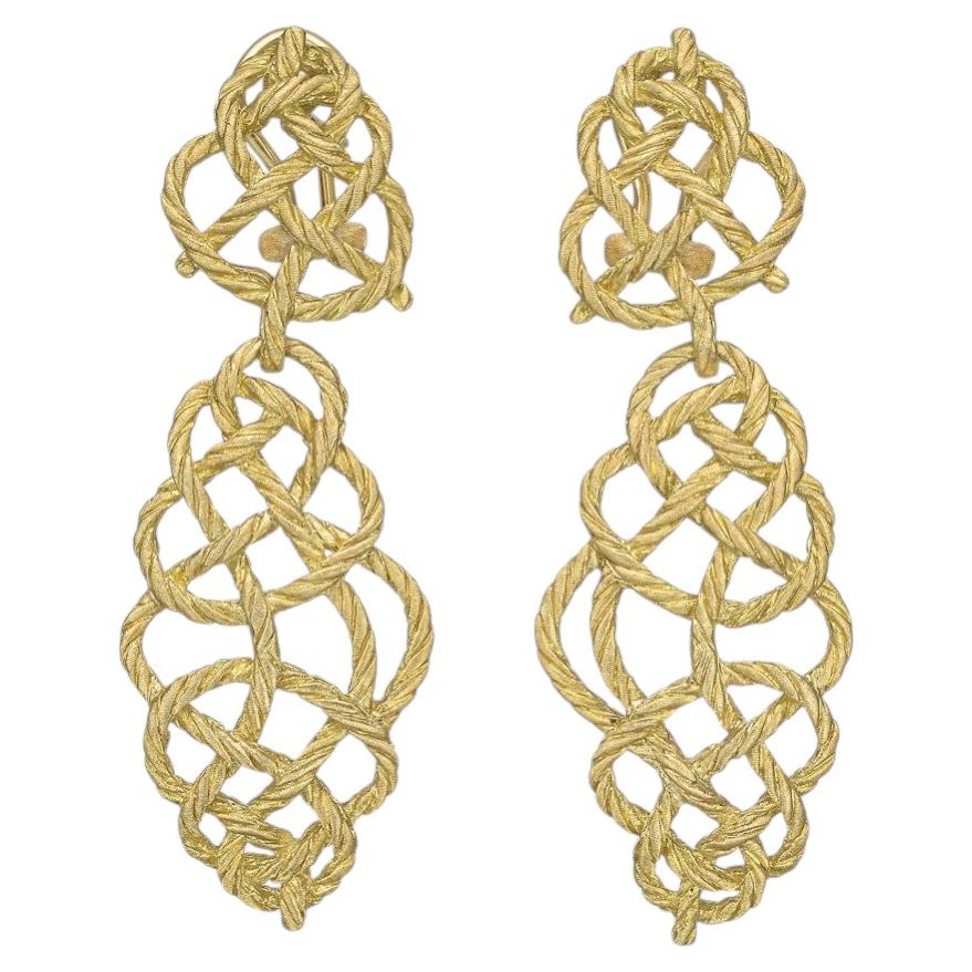 Orecchini pendenti Buccellati in oro giallo 18 carati con crepe de chine