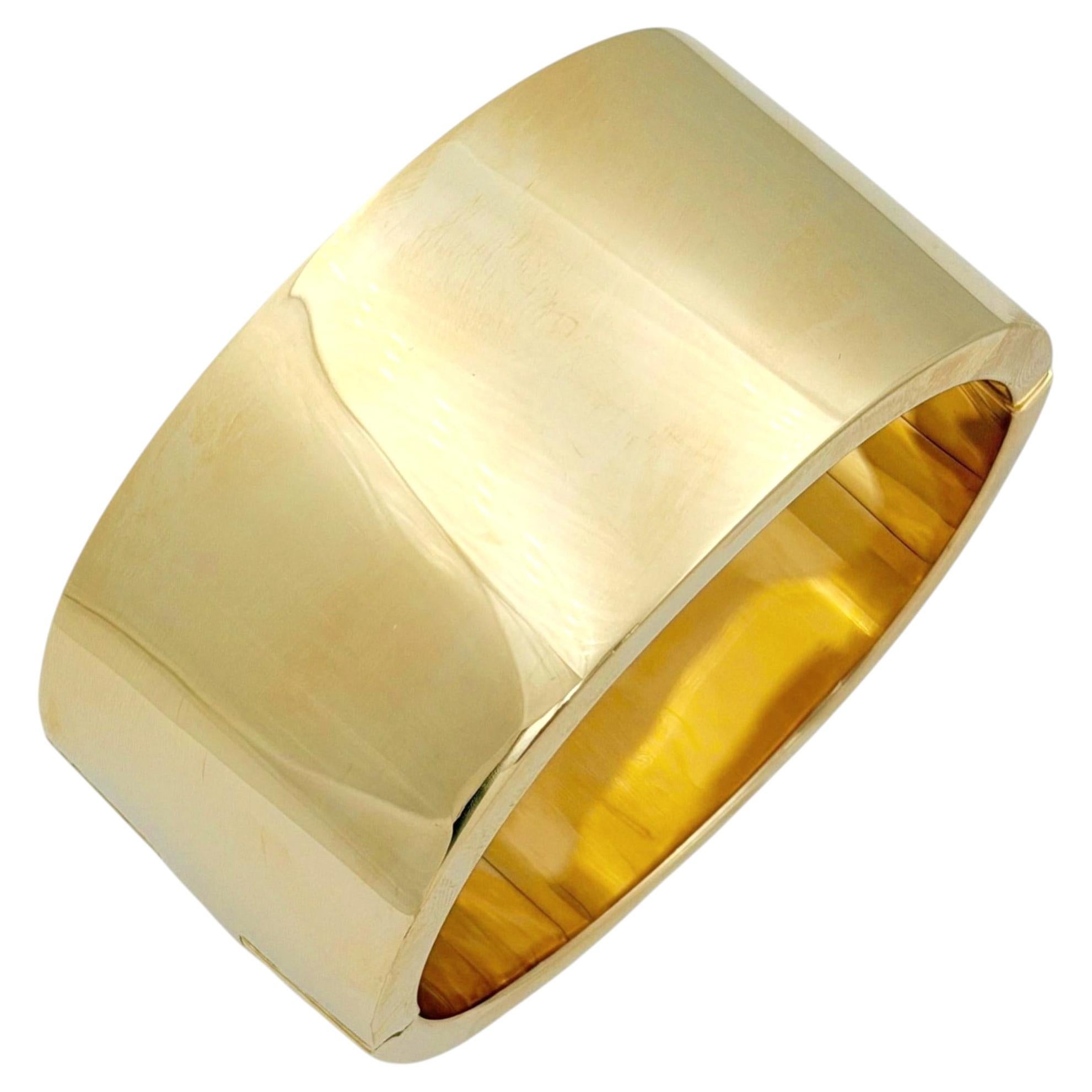Faraone Mennella 18k Yellow Gold Wide Flat Bangle Bracelet For Sale