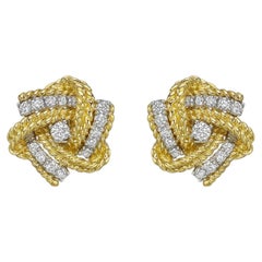 Verdura 18k Yellow Gold Diamond Pinwheel Earrings