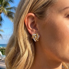 Verdura 18k Yellow Gold Diamond Pinwheel Earrings