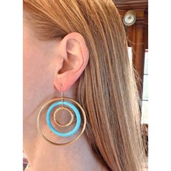 Faraone Mennella 18k Yellow Gold Turquoise "Orbite Capri" Drop Earrings