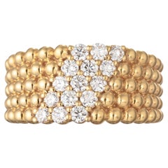 Bague Van Cleef & Arpels en or jaune 18 carats, sertie de diamants, à 5 rangées, style « Perlée »