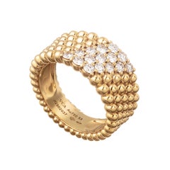 Bague Van Cleef & Arpels en or jaune 18 carats, sertie de diamants, à 5 rangées, style « Perlée »