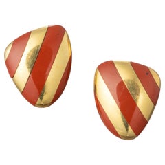Tiffany Angela Cummings 18k Yellow Gold Carnelian Striped Earrings
