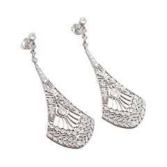 Tiffany & Co. Platinum Diamond Archival Fan Drop Earrings