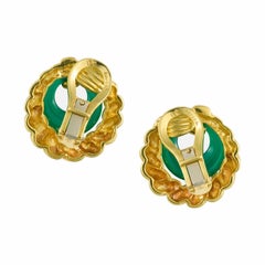 Tiffany & Co. 18k Yellow Gold Green Chalcedony Doorknocker Earrings
