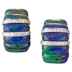 David Webb Vintage Azurmalachite Diamond Shrimp Earrings