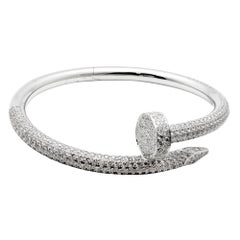 Cartier 18k White Gold Diamond Large Juste un Clou Bracelet