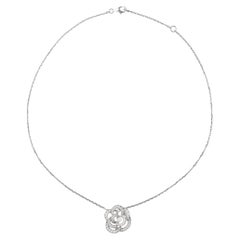 Chanel 18k White Gold Diamond Fil de Camélia Pendant Necklace
