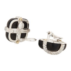 Seaman Schepps 18k White Gold Diamond Ebony Crossover Earrings