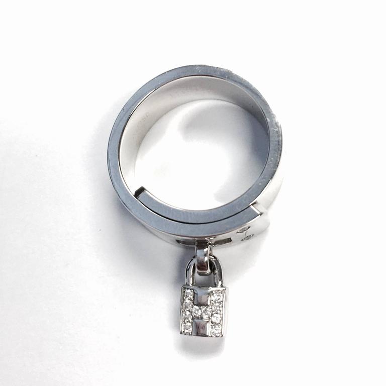 Hermes Diamond White Gold H Lock Ring at 1stDibs | hermes lock ring ...