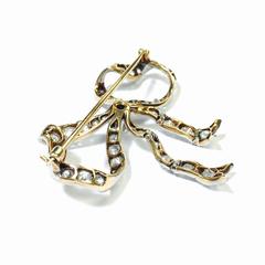 Victorian 3 Carat Diamond Bow Pin